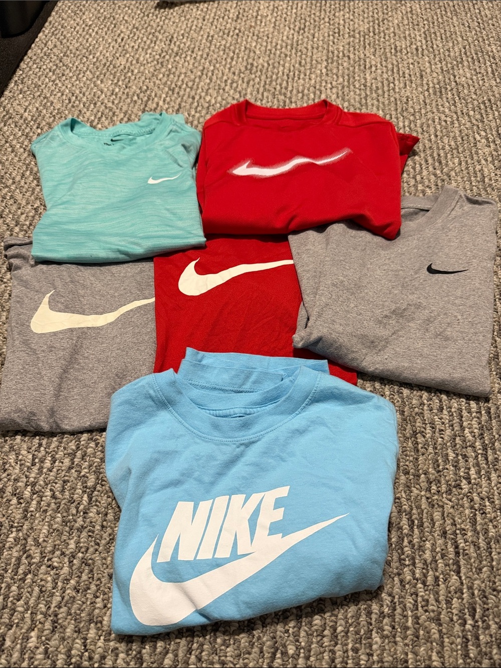 Nike Kids Short-Sleeve Tee Bundle — Red, Light Blue, Aqua, Gray